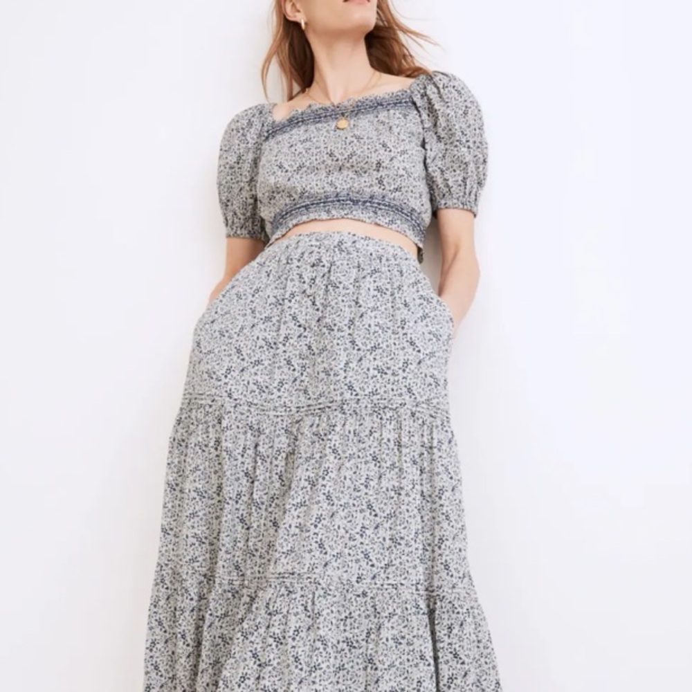 Madewell puff sleeve crop top in Florentine floral